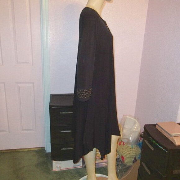 IC by Connie K Slinky Knit Dress Size XL Pockets Embellished LBD Asymmetrical - Picture 5 of 11